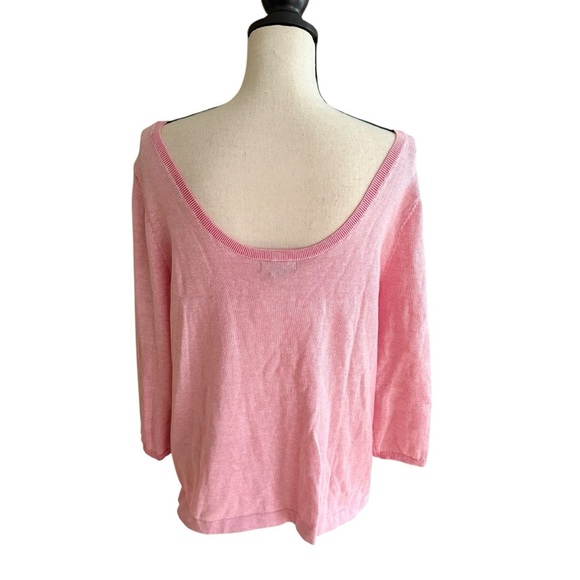 Gap Womens Pink Knit Sweater 3/4 length sleeve lightweight Size L Weekend - Picture 5 of 10